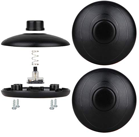 Helunsi 3Pcs Floor Lamp Foot Switch, Black Foot Pedal Switch, Round Floor Lamps Foot Inline Switch, Step ON Off Spring Push Button, for Control Replacement Floor Lamp Extension Cord Parts - Pack of 3