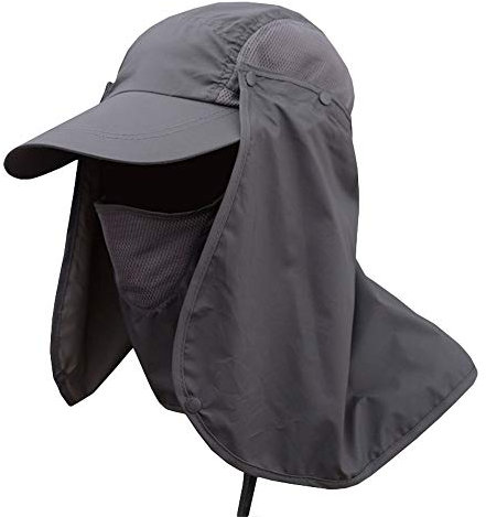 G-LIKE Herren Damen Sonnenschutz Kappe - Unisex Outdoor Sonnenhut Sommer UV-Schutz Anglerhut Gartenhut Fischerhut Baseballkappe Basecap mit Gesichtsschutz Nackenschutz Faltbar Abnehmbar (Dunkelgrau)
