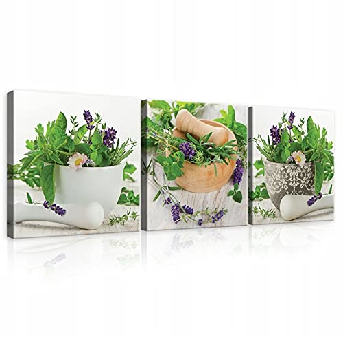 WallArena Leinwand Bilder Küche Obst Gewürz Kräuter Wasser Essen 75x25 cm | Leinwandbilder, Bild auf leinwand, Wandbild XXL groß Wandbilder für Wohnzimmer Schlafzimmer Wohnzimmerbilder