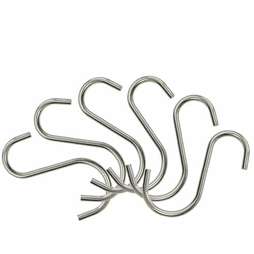 S-Haken, strapazierfähig, für Outdoor-Camping, kleine Metallklammern, Metzger, zum Aufhängen von Kleidung, Küchenutensilien, Schlafzimmer und Badezimmer, Werkstatt, Garage (6 Stück)
