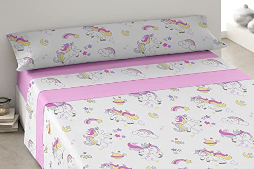 Degrees home – Unicornio – Sabanas Infantil 105x190 – Juego de Sabanas de 105x190 Infantil – Sabanas Microfibra – 3 Piezas – Rosa