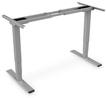 DIGITUS höhenverstellbares Tisch-Gestell elektrisch – 3-stufig – Touch-Display – Memory-Funktion – 2 Motoren – Antikollisionssystem – Tastensperre – Für gängige Tischplatten – Grau