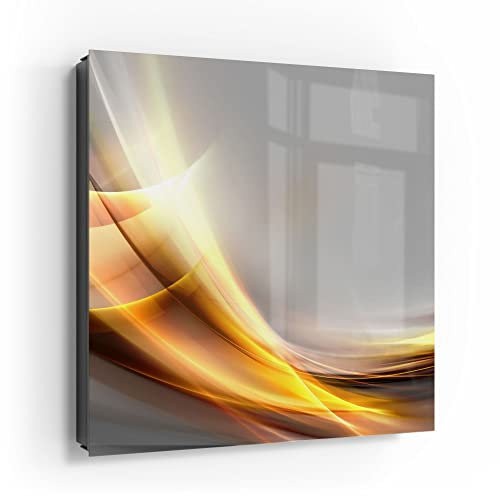 DEQORI Schlüsselkasten schwarz | 30x30 cm | Motiv Glänzende Lichtreflexe | Glas & Metall Schlüssel-Box | Schlüsselschrank mit 50 Haken + 2 Magnete | Moderne Box magnetisch & beschreibbar