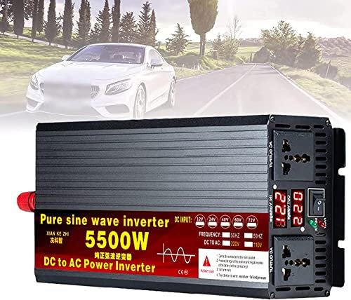 Convertitore di Tensione A Onda Sinusoidale Pura Inverter 3500w 4000w 5500w Inverter per Auto Con Doppio Display Digitale E Display A Led Con Presa Per Camper,5500W-12Vto220V