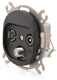 Nobilis TV Anschluss-Dose, Einsatz, Soft Schwarz, TV/FM/SAT Installation Ø 60 mm