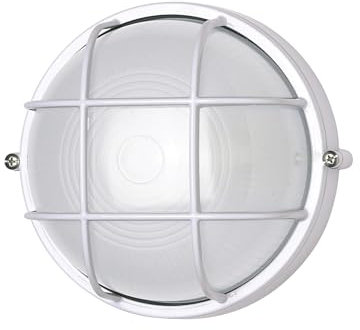 Kellerlampe IP54 | für E27-Fassung | Kellerleuchte Garagenleuchte aus Aluminium und Glas (weiß, D: 240)