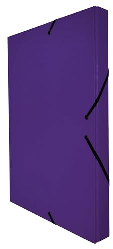 Raylu Paper – Matt projektmapp i storlek A4 med 3 cm ryggrad, robust kartongmapp och gummiförslutning för skolarbete eller kontor, Arkiveringsstorlek 34 x 24 cm (Violett)