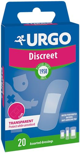 Urgo - DISKRETE PFLASTER - Durchsichtige Pflaster zum Schutz oberflächlicher Wunden - 3 Größen - 20 Pflaster