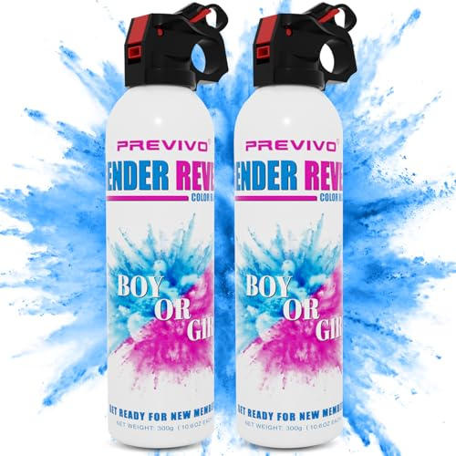 Gender Reveal Feuerlöscher-Set, 2 Stück, Blau, 100 % biologisch abbaubar, Partyzubehör, für unvergessliche Dekorationen und Ideen für das Geschlecht (große Größe)