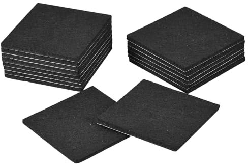 uxcell Furniture Pads, 16Pcs 3.5'' - Square Self Adhesive Felt Furniture Pads, Floor Protectors for Furniture Feet Chairs Legs Hardwood Floors (Black)