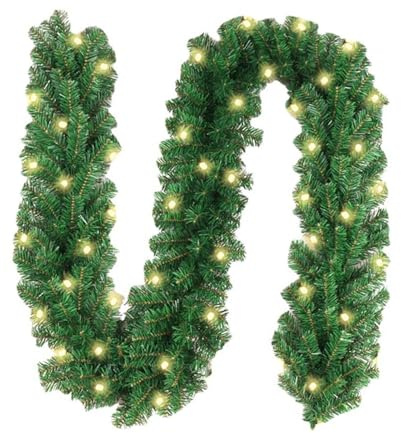 Mrisata 2,7 M (9 Fuß) Weihnachtsgirlande mit LED-Lichtern, Weihnachtlich Dekorierte Girlandendekorationen, Künstliche Rattanrebe Weihnachtsfestbaum, Weihnachtsdekoration Im