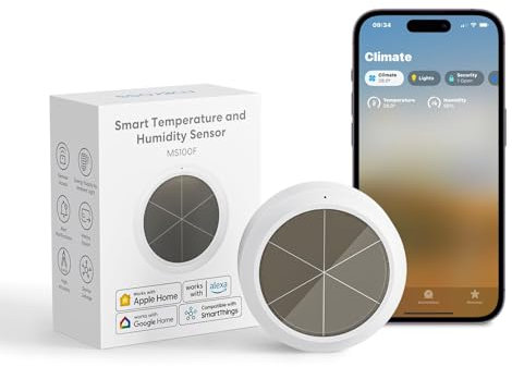 Meross Smart Thermometer Hygrometer, Hub Required, WiFi Indoor Temperature Humidity Sensor, Data Storage and Temperature Monitor Apple HomeKit, Alexa, Google, SmartThings Supported, Hub Not Included