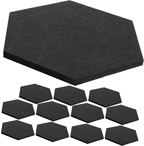 Toyvian 12pcs Soundproofing Felt Acoustic Panels Hexagon Decorative Wall Sticker for Office Home