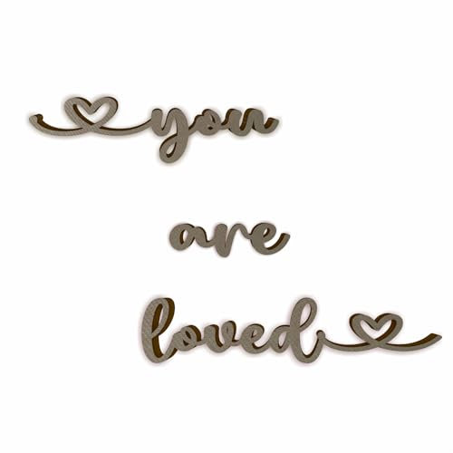 KT-Schmuckdesign Holz Schriftzug für die Wand - You Are Loved - Wand Deko, Spruch, für Kinderzimmer, Babyzimmer, Wandspruch für Baby, Wandspruch zum aufkleben