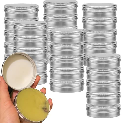ZOENHOU 30 Pack 100ml 3.3oz Aluminum Tin Cans, Screw Top Round Tin Jars, Small Empty Travel Container Tins Storage Jars Pots