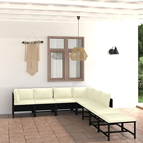 Homgoday 8-TLG. Garten-Lounge-Set mit Kissen Gartenmöbel Set Balkonmöbel Gartenlounge Gartensofa Ecksofa Modular Sofa Lounge Sitzgruppe für Terrasse Balkon Garten Poly Rattan Schwarz