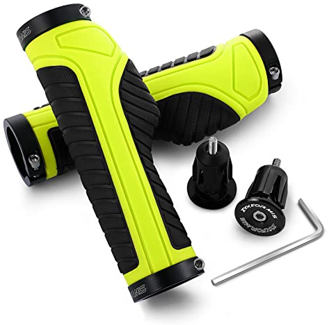 Bike Handlebar Grips, Non-slip Ergonomic Design Bicycle Grips, Aluminum Double Lock-on Mountain Bike Grips with Multi Colors for MTB BMX Scooter Downhill Foldable Urban Bikes
