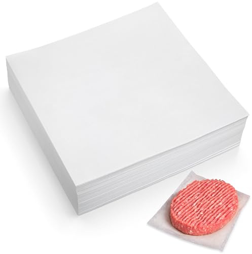 AIMEIKI 300Pcs Burger Patty Paper, 7x7 Inch Parchment Paper Squares for Burger Press, Unbleached, Non-stick & Greaseproof, Heat Resistant