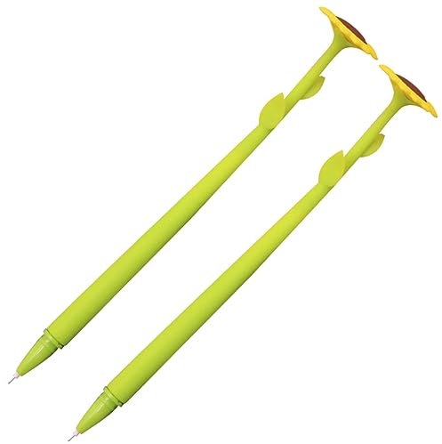 SEWACC 2 Stück 0,5mm Sonnenblumen Gelstifte Cartoon Schreibstifte Für Schüler Flexibles Schreibgerät Für Schule Und Büro Kunststoff Grün