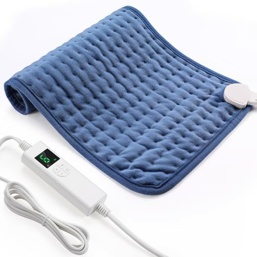 Heizkissen mit Abschaltautomatik, 30x60 cm Wärmekissen Elektrische mit 4-Stunden-Timer und 6 Heizstufen, Heating Pad mit Digitaler Fernbedienung, Waschmaschinenfest Heizkissen Rücken Blau