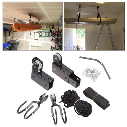 GCYEIDMA Kayak Hoist Set Kayak Hoist Garage Ceiling Storage Hoist Hanger Hanging Organization Overhead Bike Lift Pulley System for Paddleboard