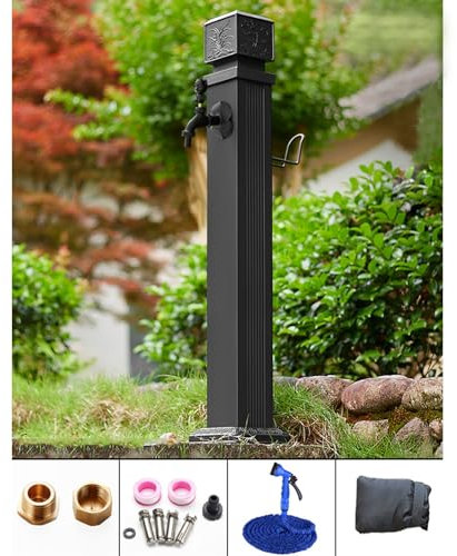 Fontana Da Giardino Esterno Giardino Completamente Rame,Rubinetti Da Esterno Antigelo Intagliato Unico, Prolunga Tubo Fontane Da Giardino, Rubinetto Da Giardinor Vasca Con Porta Tubo(Bronze,114cm/45in