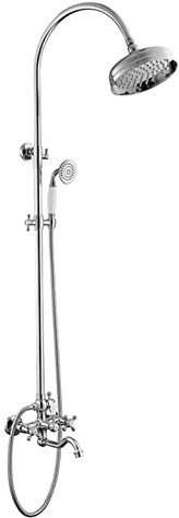 XFZJCHAP Freiliegendes Duscharmatur-Set, Vintage-Duschsystem, Regenduschkopf mit Handbrause, Klauenfuß-Wannenarmatur, Wandmontage-Badewannen-Duscharmatur (Gold)