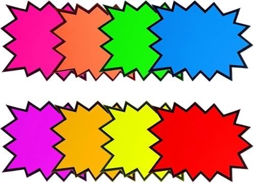 joonnair 160 Piezas Etiquetas para Precios Letreros de Precio de Venta Etiquetas de Venta Starburst Signos Etiquetas de precio Fluorescentes Adecuado para Minoristas carteles de ofertas de descuento