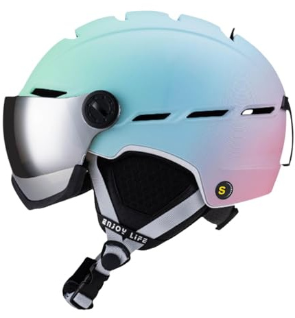 MagiDeal Casque de Ski, Casque de Skateboard avec Lunettes de Ski, Casque de Neige léger pour Hommes et Femmes, Casque de Snowboard pour Skateboard en Plein, S