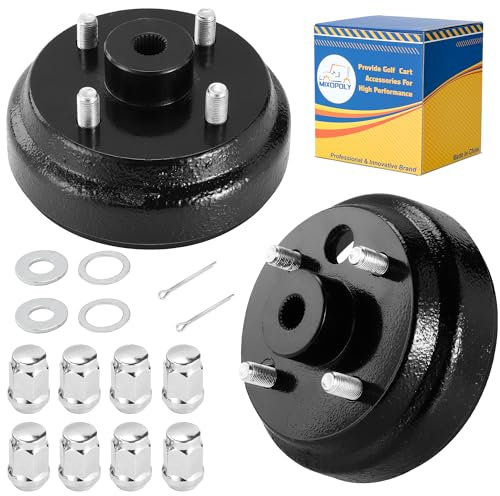 Mixopoly 2 Pack Golf Cart Brake Drum Assembly for EZGO 4 Cycle Gas 1991-up, Replace OEM 21807-G1 21807G2, 1 Inch Large Hole Fine Spline 30 Teeth