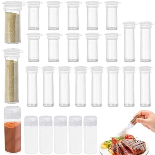25 unidades de salero pequeño, 6 g salero y pimentero, pequeño, mini salero para viajes, mini especias, salero con tapa de plástico para restaurantes, camping, barbacoa al aire libre