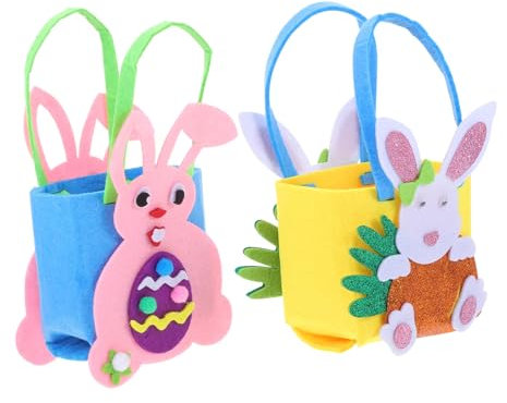 TINEASUR Osterkorb Hase Filztaschen Mit Henkel Osterbastelset Für Jungen Und Mädchen Plüsch Osterhase Osteraufbewahrungstasche