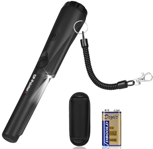 Flintronic detecteur de metaux Pinpointer, IP68 Étanche Détecteur de métaux Portable, 360 Détecteur de Métaux Portable avec indicateur LED intégré/lumière d'alarme pour Chasse aux Trésors