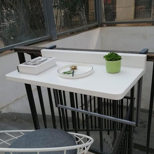 Balkonhängetisch für Geländer, klappbarer Balkon-Beistelltisch (weiß, 100 x 40 cm)