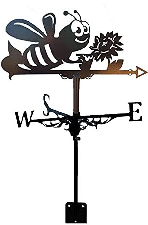 Wetterfahne aus Metall mit Wetterhahn zur Dachmontage, Windrichtungsanzeiger, Retro-Wetterfahne für den Garten, kreative Windfahne aus Edelstahl für Bauernhof, Hof, Heimdekoration, Geschenk (Bien