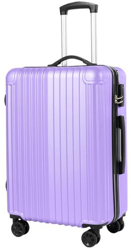 ABISTAB Voyager Hartschalen Reisekoffer mittelgroß 66x45x27cm, Handgepäck Koffer, leicht Rollkoffer mit 4 Rollen, Zahlenschloss, Koffer & Trolleys, Helllila