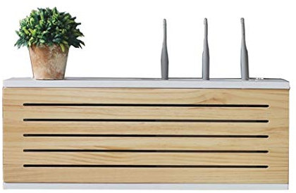 Wandmontiertes Router-Regal aus Holz für TV-Kabelbox und WLAN-Router (65 cm)