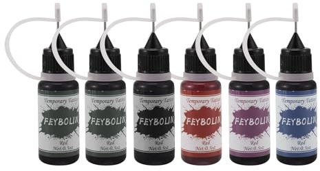Agwuoetr Temporäres Tattoos Kit, Gel Semi Permanent Tattoo Frei Hand Gel/Tinte (Bio Jagua Frucht Basiert) Diy Tattoos 6 Stücke