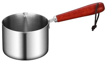 ZLXHDL Pentolino Latte Induzione, Riscaldamento Veloce e Controllo Antigoccia Bollilatte, Manico in Legno Ergonomico per Acciaio Inox for Domestico e Campeggio