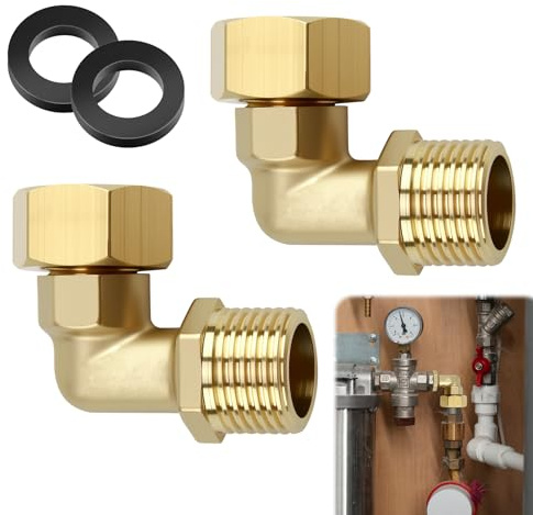 2PCS Raccords Coudés En Laiton, Raccord Tuyau D'arrosage Laiton à Vis 1/2 Pouce, Raccords à 90 Degrés, Coude Pour Raccordements Plomberie Pour Installations Hydrauliques Et Systèmes De Chauffage