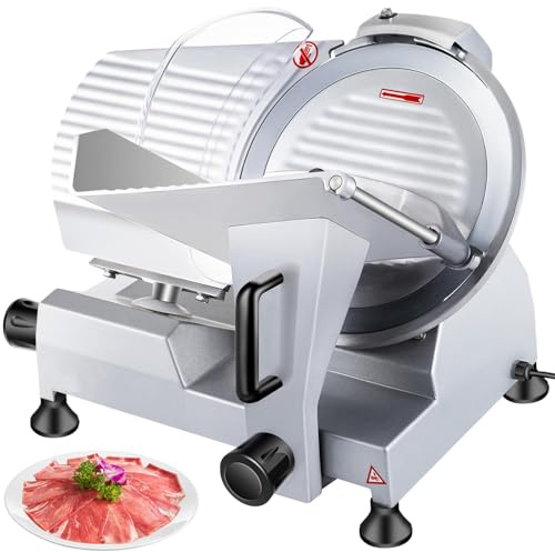 Trancheuse à Viande Professionnelle 8/10/12, Trancheuse éLectrique AntidéRapante, Coupe-Fromage Et Jambon DéSossé, 300 Tr/Min, pour Restaurants Et HôTels,12 in