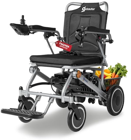 Aotedor Electric Wheelchair for Adults, 500W Motor All-Terrain Foldable Power Motorized Wheelchairs, Airline Approved Portable Travel Wheelchair with 15 Miles Long Range Lithium Battery
