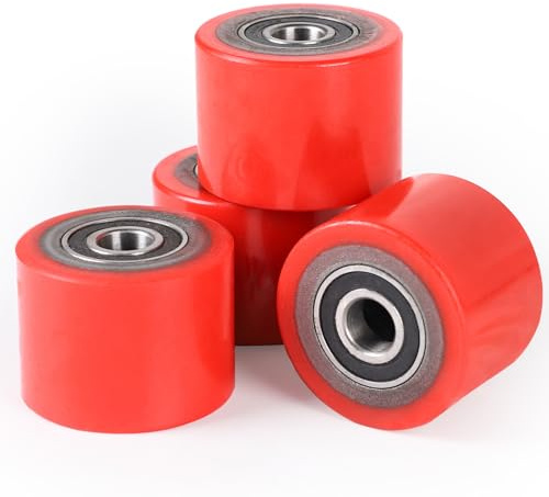 SWAWIS 4 Stück Hubwagen rollen Polyurethan 80 x 60 mm Achse 20 mm inkl Kugellager Rollen für Hubwagen Ersatzrollen Maximale Tragfähigkeit 600kg
