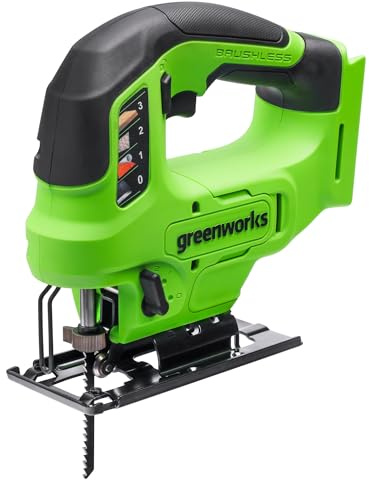 Greenworks 24V Brushless Cordless 1 Jig Saw (3,000 SPM / 4 Settings/Bevel 0°-45°/ LED Light), Battery and Charger Sold Separately
