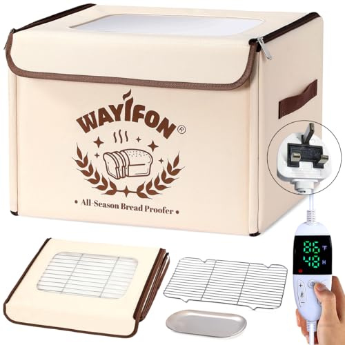 Folding Bread Proofing Box 20.0-55.0 °C Temp Control & 99H Timer, Dough Proofer Box for Sourdough, Bread Baking, Pizza, Yogurt, Kombucha 6-Layer Fabric, Beige