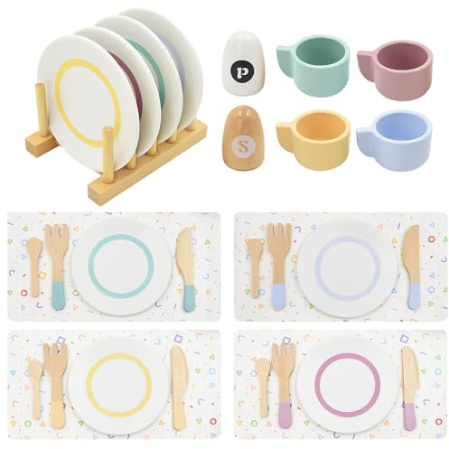 Juguete de Cocina de Madera, té de Madera para la Cocina, Equipo de Cocina de Juegos, Juguete de rol, Regalo para niños pequeños niños y niñas de 3, 4, 5 o 6 años
