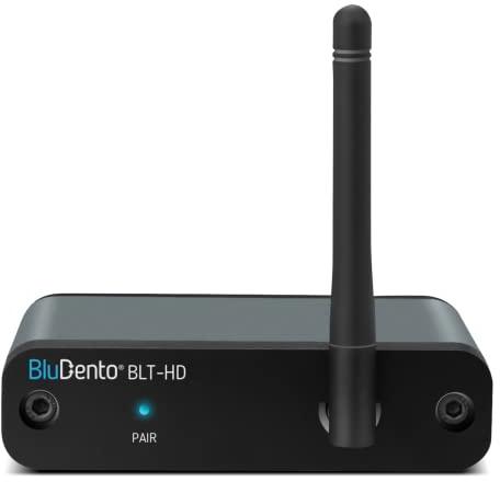 BluDento aptX HD, Receptor de música Bluetooth 5.0 True HiFi Long Range BLT-HD, DAC Integrado, para transmisión de Audio a Cualquier Receptor A/V, Altavoz Potente, Amplificador
