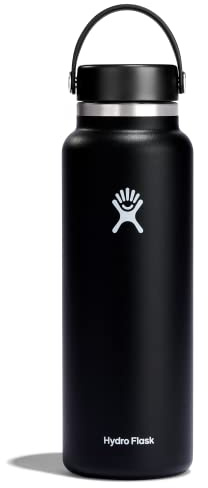 Hydro Flask - Water Bottle 1180 ml (40 oz) - Vacuum Insulated Stainless Steel Water Bottle with Leak Proof Flex Cap and Powder Coat - Wide Mouth - Black