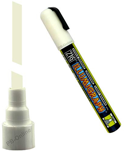 3 Stück ZIG Illumigraph PREMIUM Kreideschreiber PMA-510 wasserlöslich 6mm schräge Spitze (Weiß)