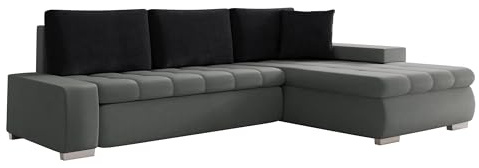 Mirjan24 Elegante Sofa Orkan Mini mit Schlaffunktion und Bettfunktion, Eckcouch Ecksofa mit Bettkasten, Couch L-Sofa Große, Ottomane Universal (Magic Velvet 2217 + Magic Velvet 2219)